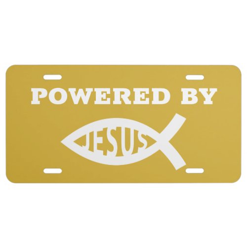 Powered By Jesus Fish Template License Plate