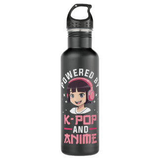 Powered by K-pop and Anime Kpop Merch Merchandise Stainless Steel Water Bottle