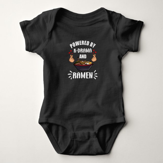 Powered By Kdrama And Ramen Noodles Korean Drama Baby Bodysuit (Front)