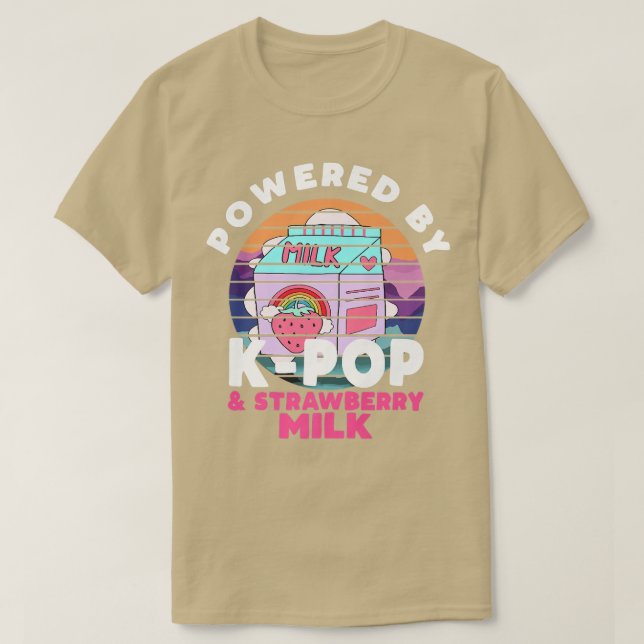 Powered By KPop & Strawberry Milk Kawaii  T-Shirt (Design Front)