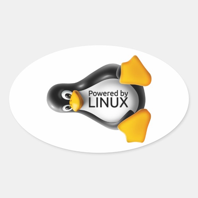 Powered by Linux Oval Sticker (Front)