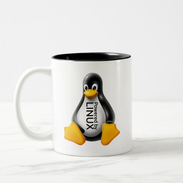 Powered by Linux Two-Tone Coffee Mug (Left)