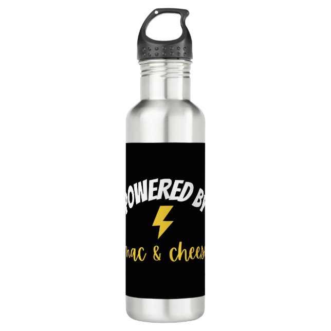 Powered By Mac and Cheese Stainless Steel Water Bottle (Front)