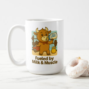 Powered by Milk & Muscles – Funny Bullio Mug