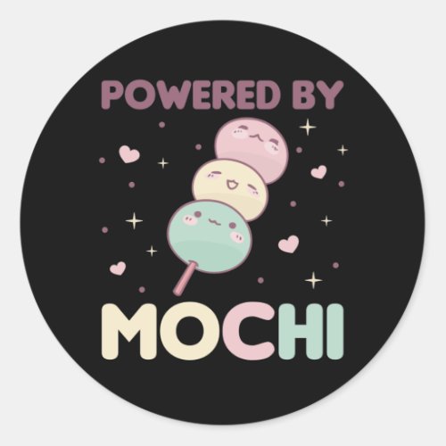 Powered By Mochi _ Kawaii Mochi Ice Cream Classic  Classic Round Sticker