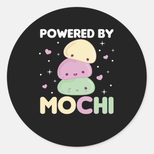 Powered By Mochi _ Kawaii Mochi Ice Cream Classic Round Sticker