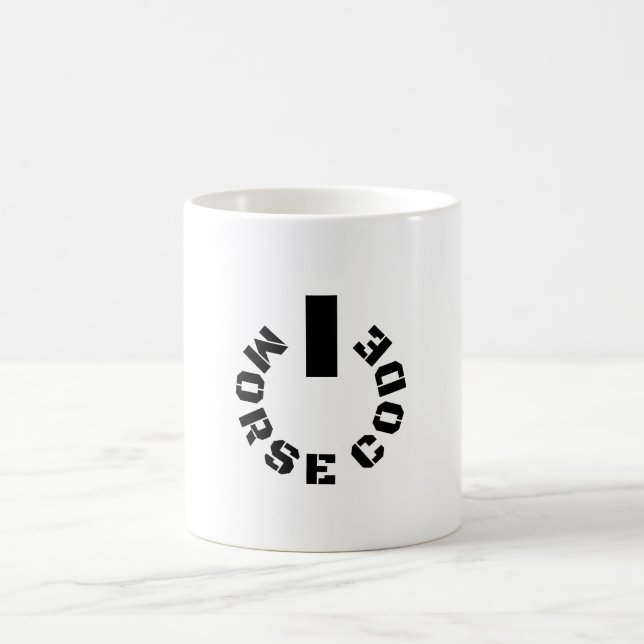Powered by Morse Code Coffee Mug (Center)