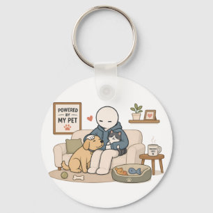 Powered By My Pet Funny Pet Lover Meme Keychain