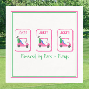 Powered by Pars & Pungs / Pink Golf Cart Mahjong  Napkins