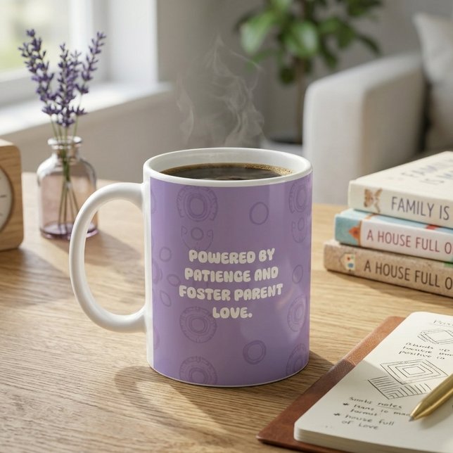 Powered By Patience And Foster Parent Love Design Coffee Mug (Creator Uploaded)