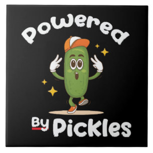 Powered By Pickles Food Pickle Funny Ceramic Tile