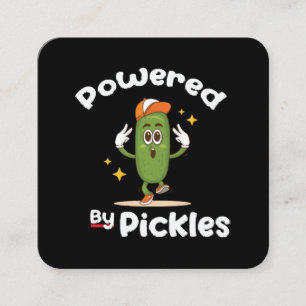 Powered By Pickles Food Pickle Funny Square Business Card