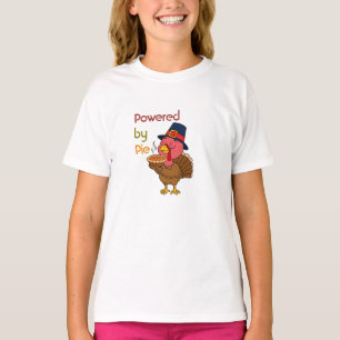 Powered by Pie   Cute Thanksgiving Kids Typography T-Shirt