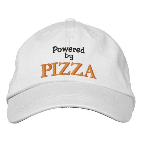 Powered by Pizza Embroidered Baseball Cap