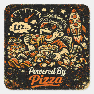 Powered By Pizza – Food Fuel Humor Pride Square Sticker