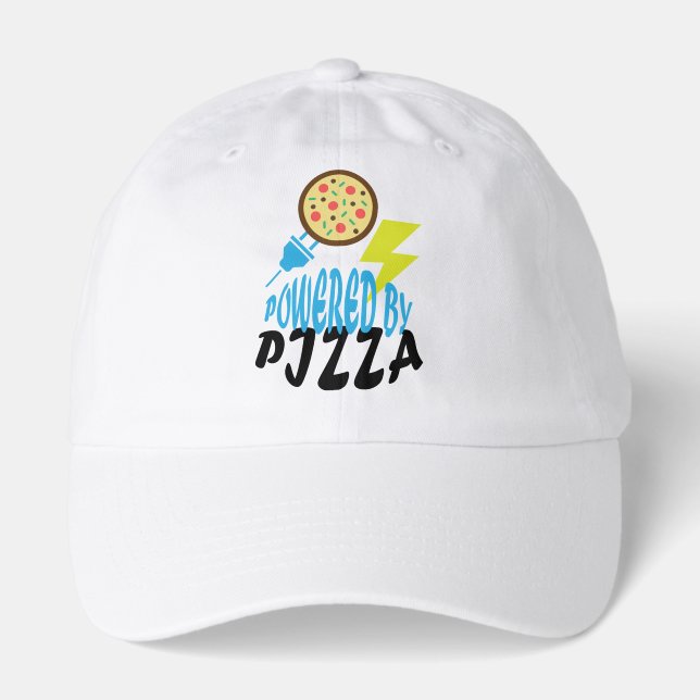 Powered by Pizza – Fun Food Lover Design Hat (Front)