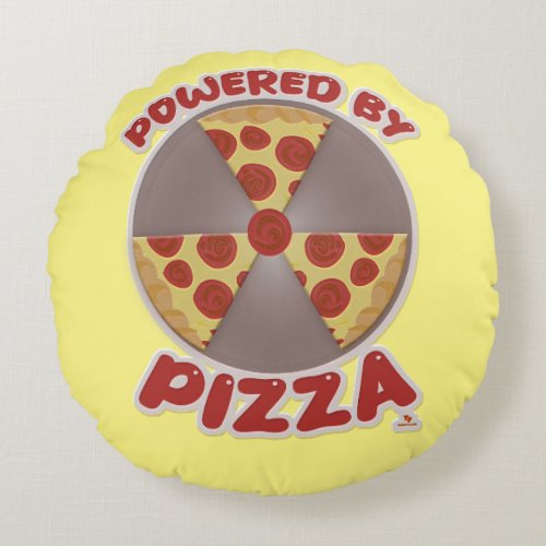 Powered By Pizza Funny Food Goofy Slogan Round Pillow