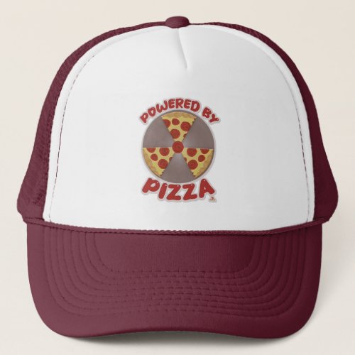 Powered By Pizza Funny Food Logo Art Trucker Hat