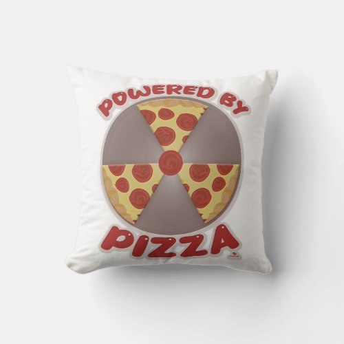 Powered By Pizza Funny Food Time Design Throw Pillow