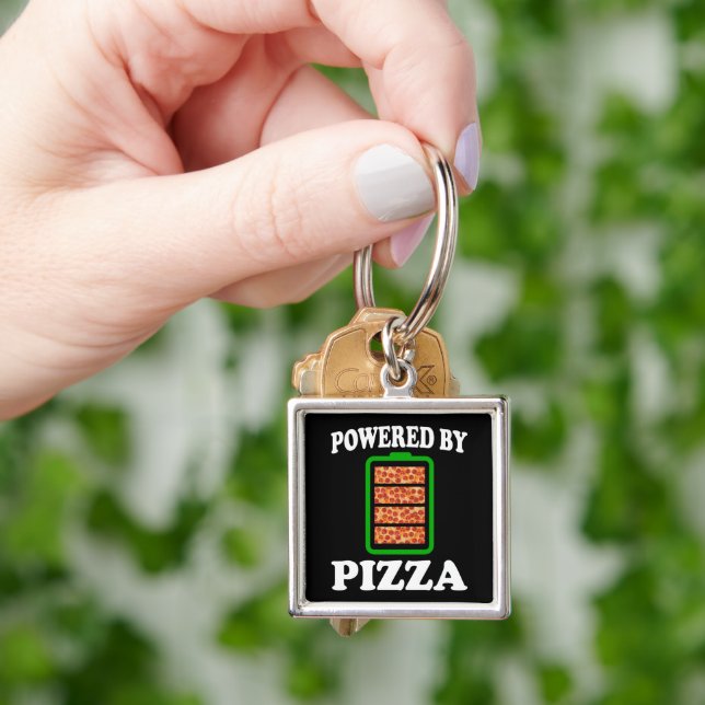  Powered By Pizza - Funny Pizza      Keychain (Hand)