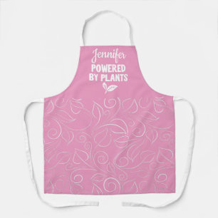 Powered by plant Vegan floral light pink with name Apron