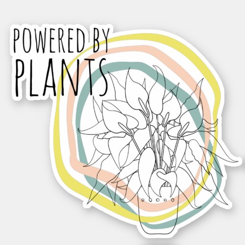 POWERED BY PLANTS funny plant sticker