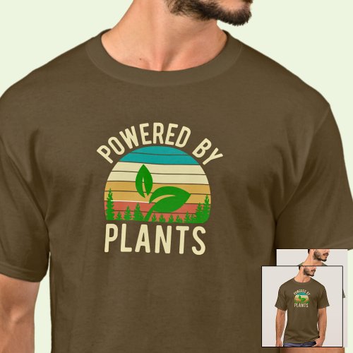 Powered By Plants Funny Vegan Vintage Sunset  T_Shirt