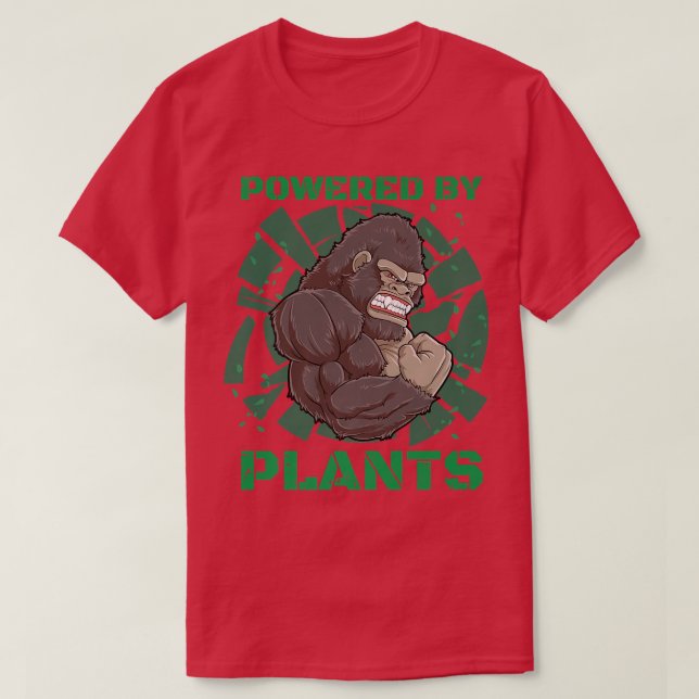 Powered By Plants Gorilla Vegan Fitness  T-Shirt (Design Front)