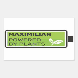 Powered by plants green full battery name custom rectangular sticker