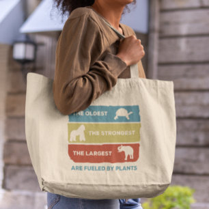 Powered by Plants Vegan Animals Fueled Large Tote Bag