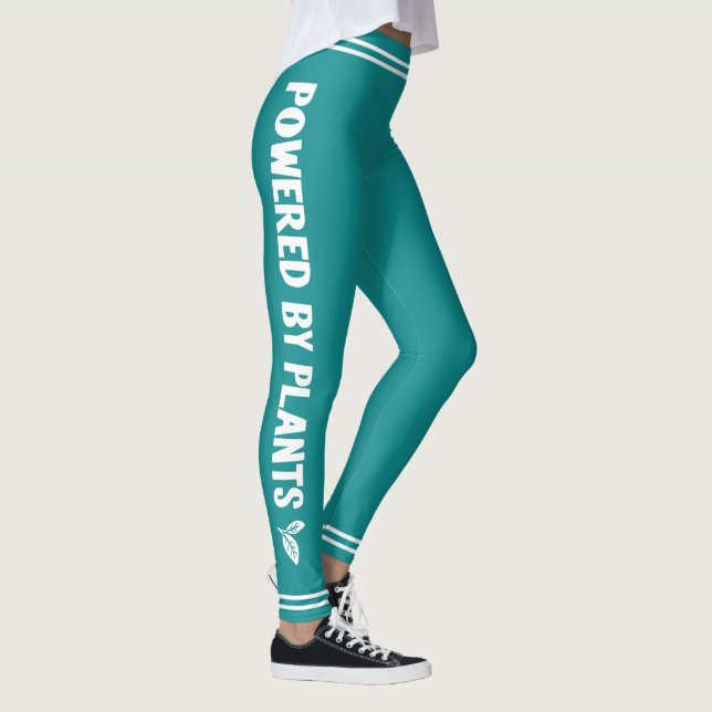 Powered by plants Vegan teal minimal Leggings (Right)