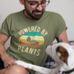 Powered by Plants Vegan Vegetarian Retro  T-Shirt<br><div class="desc">This design was created though digital art. You may change the style of this shirt by choosing More > under the style option. It may be personalized in the area provide or customizing by choosing the click to customize further option and changing the name, initials or words. You may also...</div>