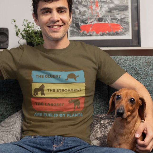 Powered by Plants Vegan Vegetarian Retro   T-Shirt (Creator Uploaded)