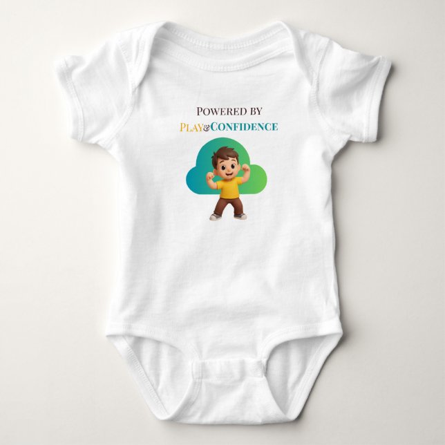 Powered by Play and Confidence Baby Boy Bodysuit (Front)