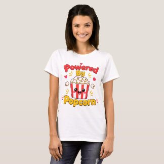 Powered By Popcorn Cute Popcorn Design T-Shirt