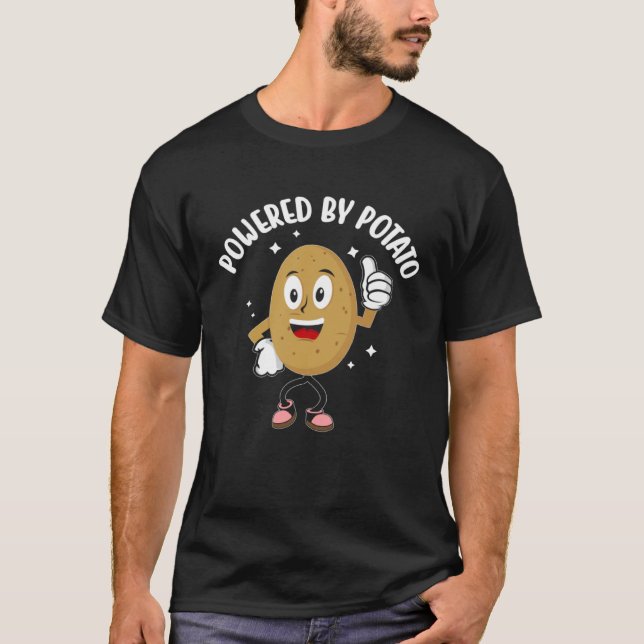 Powered By Potato Chips  Vegetarian Spud Life Frie T-Shirt (Front)