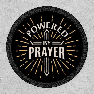 Powered by prayer Christian catholic faith cross Patch