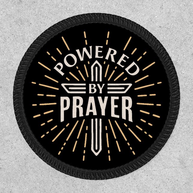 Powered by prayer Christian catholic faith cross Patch (Front)
