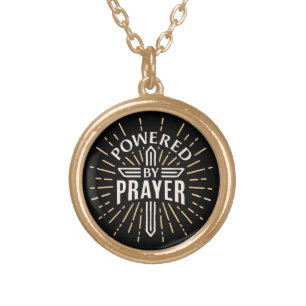 Powered by prayer godly faithful christian gold plated necklace
