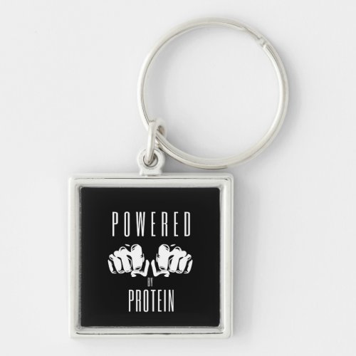 Powered By Protein Stylish Black Keychain