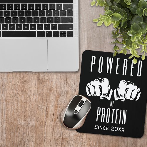Powered By Protein Stylish Black Mouse Pad