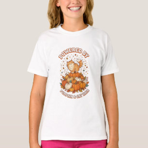Powered By Pumpkin and Cat Hair Funny Autumn Cat  T-Shirt