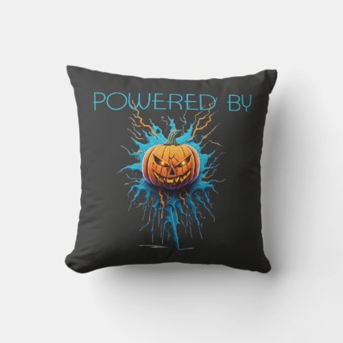 Powered by Pumpkin Throw Pillow