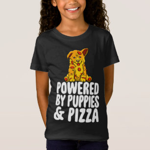 Powered By Puppies & Pizza Funny Women Dog Lovers  T-Shirt
