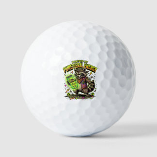 Powered By Pure Feral Energy Funny Raccoon Golf Balls
