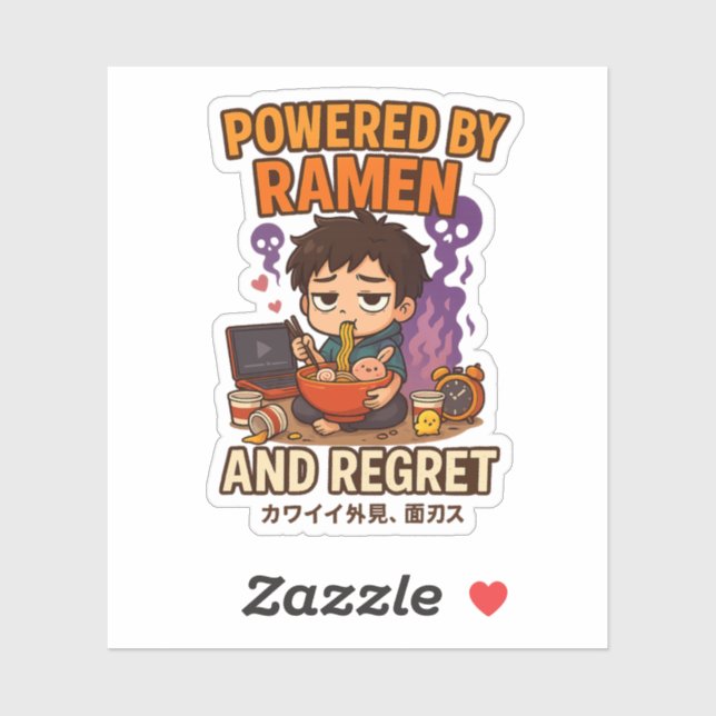 Powered by Ramen and Regret Sticker (Sheet)