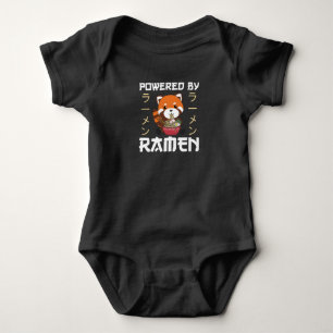 Powered By Ramen Cute Red Panda Eats Ramen Noodles Baby Bodysuit