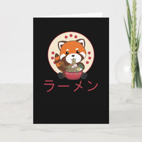 Powered By Ramen Cute Red Panda Eats Ramen Noodles Card