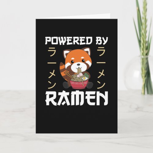 Powered By Ramen Cute Red Panda Eats Ramen Noodles Card