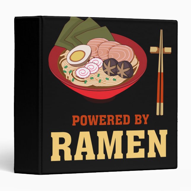 Powered By Ramen Japanese Anime Noodles 3 Ring Binder (Front/Spine)
